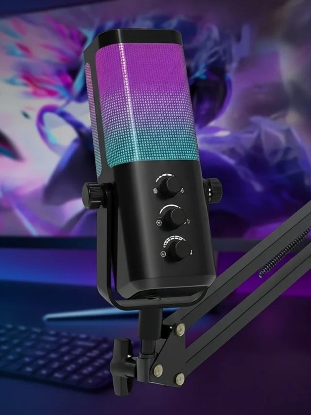 Microfone Gamer RGB com Braço