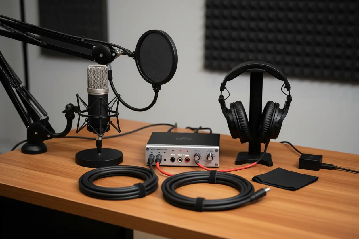 Acessórios de microfone essenciais para um áudio profissional, melhor microfone custo beneficio 2026.