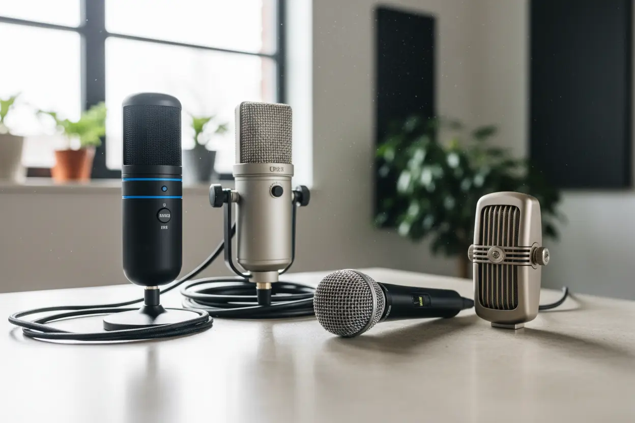 Diversos microfones em destaque, melhores opções de custo benefício.