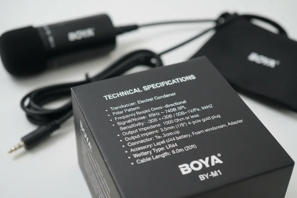 Especificações técnicas do microfone Boya BY-M1
