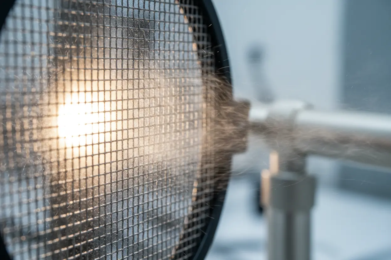 Detalhe da malha de um pop filter