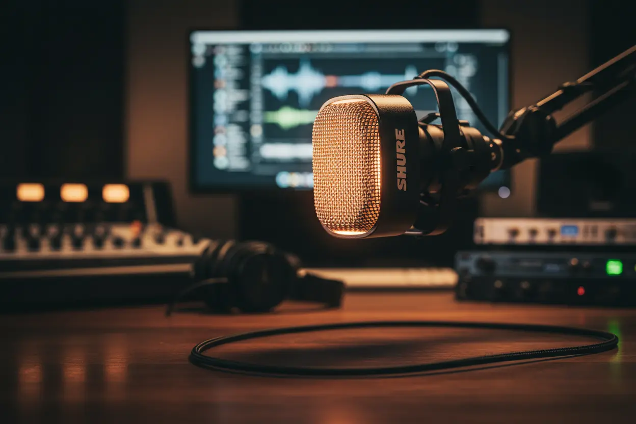 Microfone Shure SM7B em estúdio