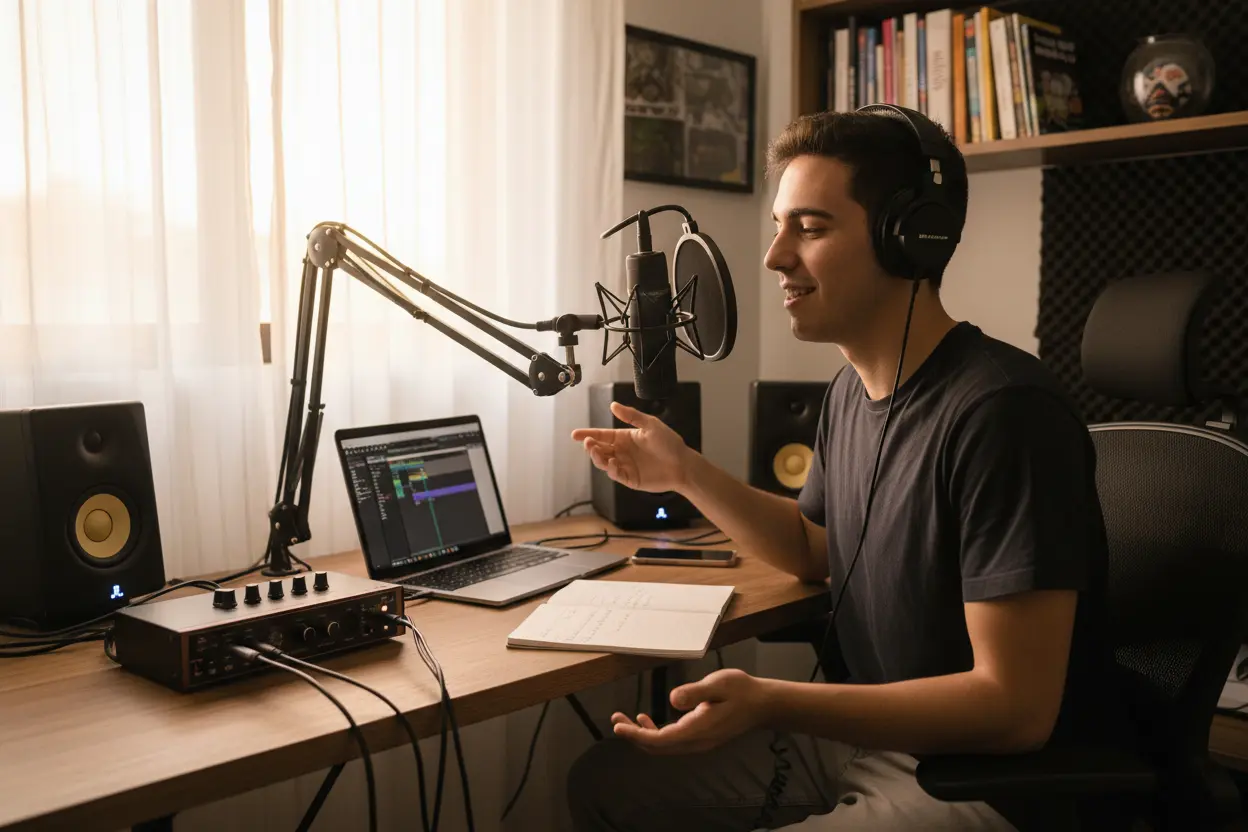 Kit Podcast em Uso Real kit podcast completo para iniciantes