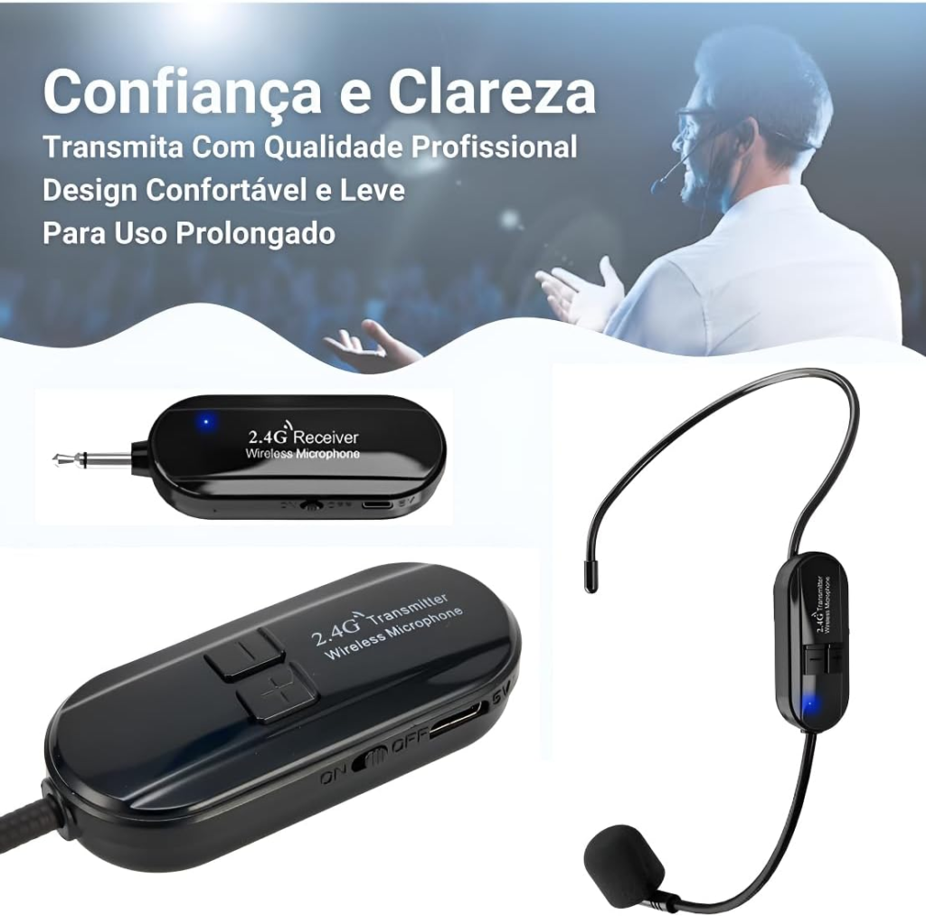 Microfone Sem Fio Headset Aula Conferencia Professor