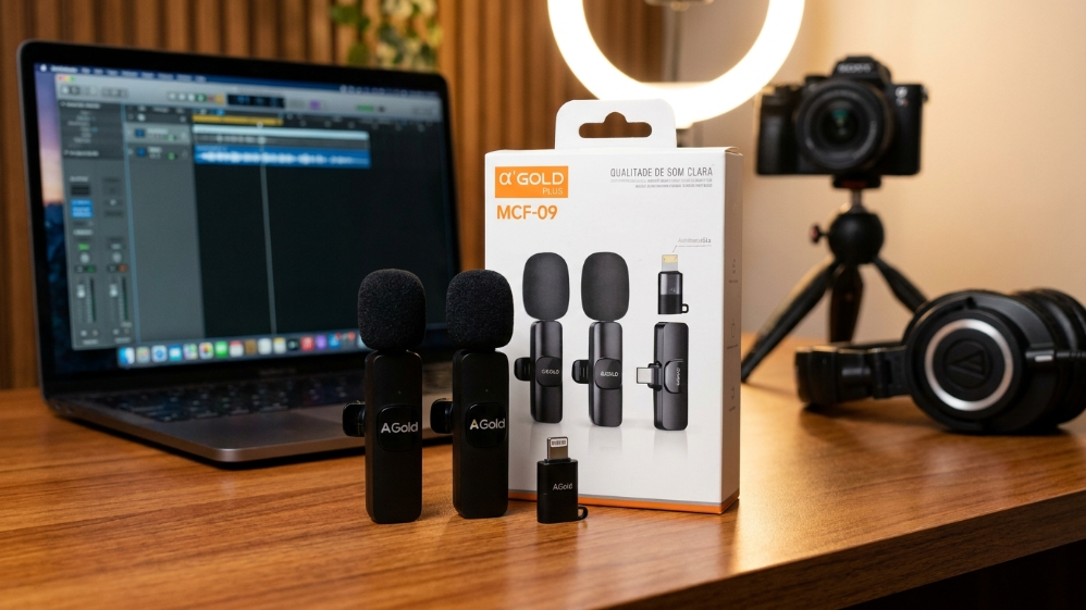 Microfone Lapela USB-C Duplo