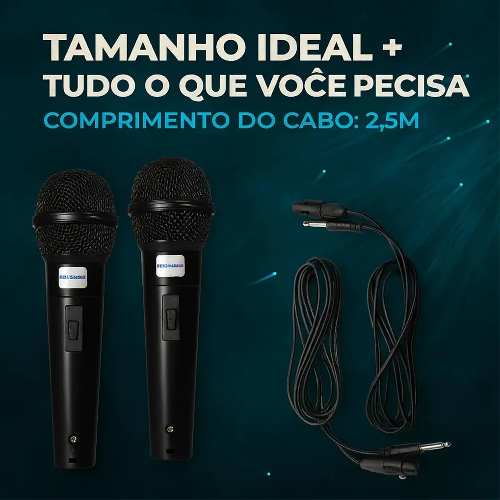 Detalhe da grade prateada e corpo preto de um microfone dinâmico Micgeek.