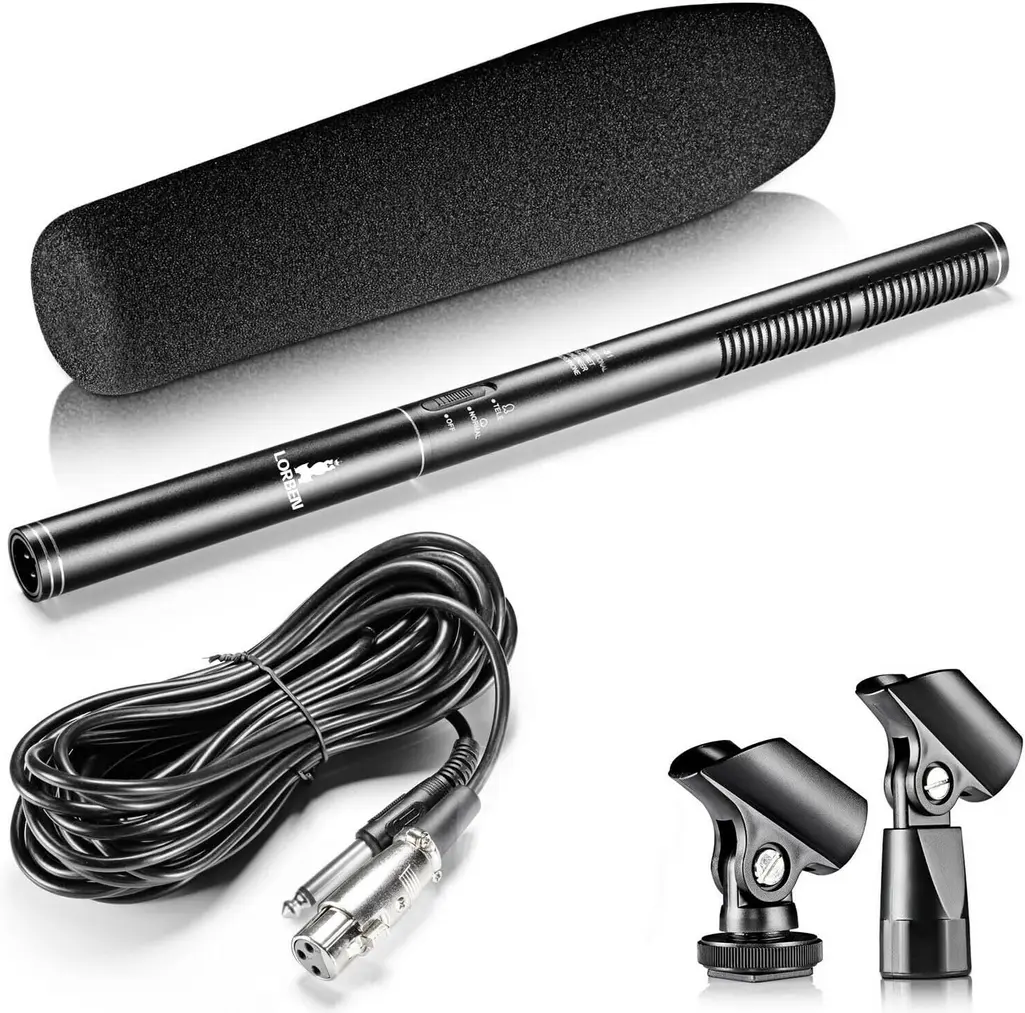 Microfone HT-81 Lorben Shotgun preto com espuma e conector XLR