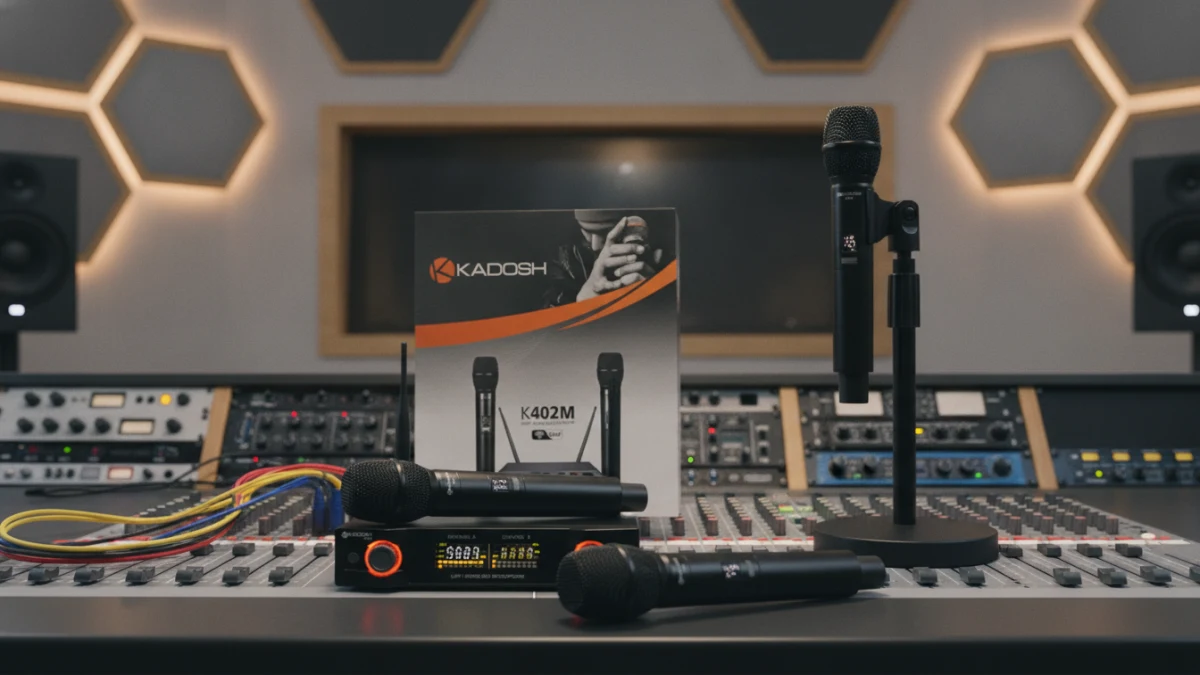 Sistema Kadosh K-402m em mesa de mixagem de estúdio.