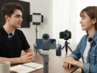 Microfone de lapela sem fio 3 em 1