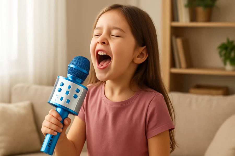 Microfone Infantil Karaoke Sem Fio Recarregável USB