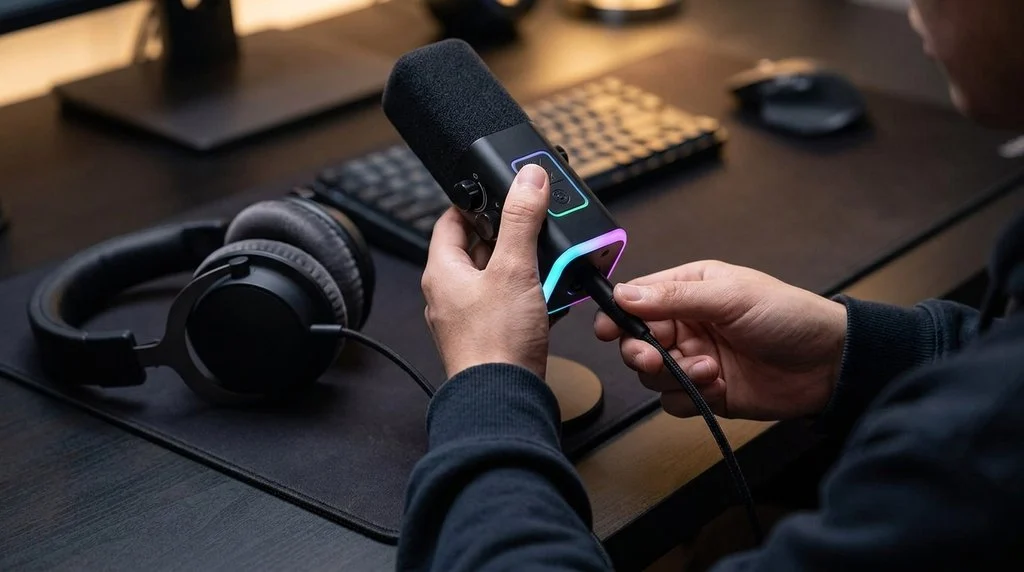 Microfone Usb Xlr Podcast Conexao